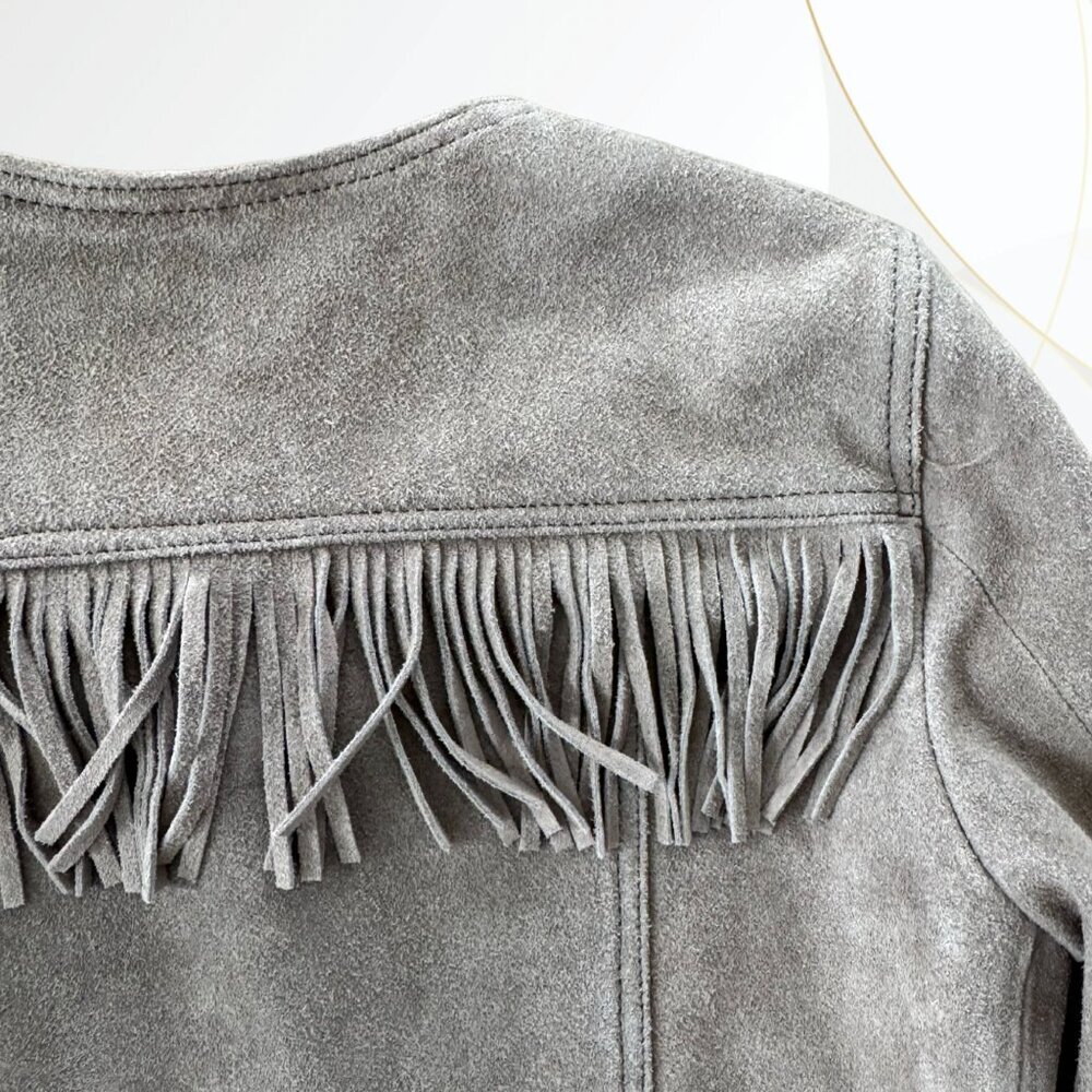 MNG Mango Suede Fringe Boho Western Jacket - Picture 4 of 12